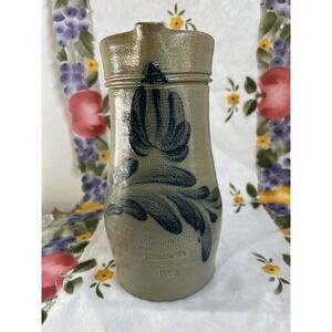 Wisconsin Pottery Pitcher, Columbus, Wisconsin, 1986, Blue Design